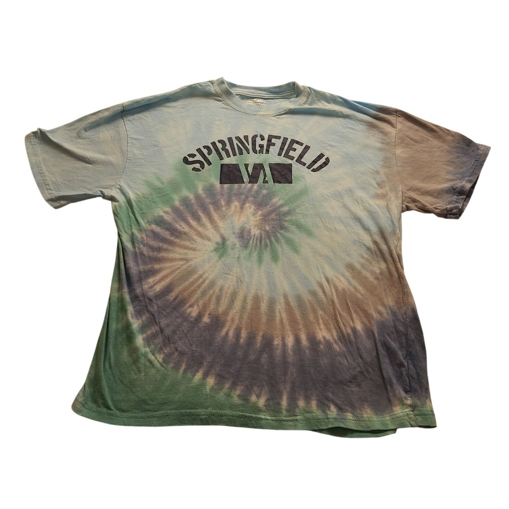 Ohiopyle Springfield WV Tie Dye T-Shirt Men's Medium Blue Green Spiral Cotton